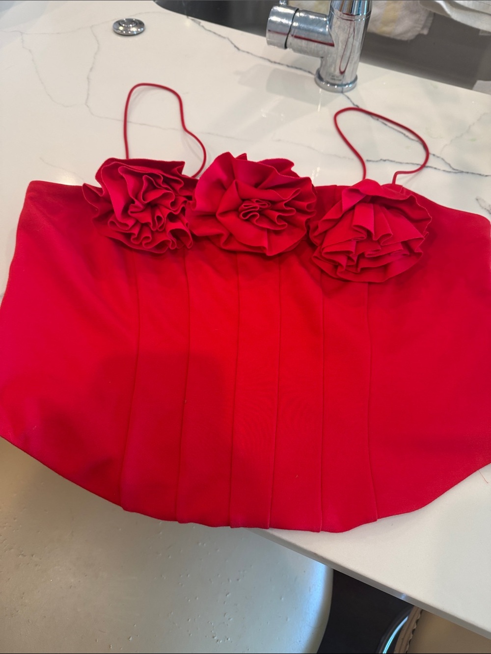 Sunday in Brooklyn Red Floral Appliqué Camisole